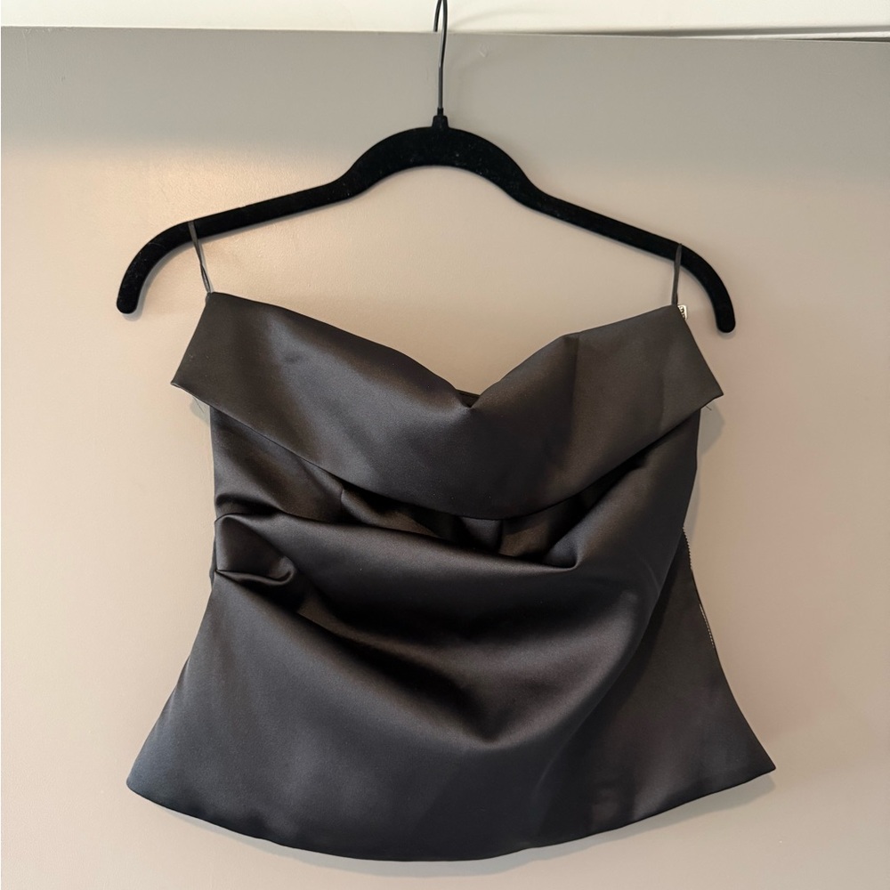 Zara Black Satin Strapless Top